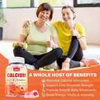 Calcium 1200 mg with Vitamin D3 Supplement for Adults - Calcium Gummies with Vitamin D3 5000IU, K2, B12 for Women Men - Extra Absorption Calcium Citrate - Natural Strawberry Flavor, 120 Gummies