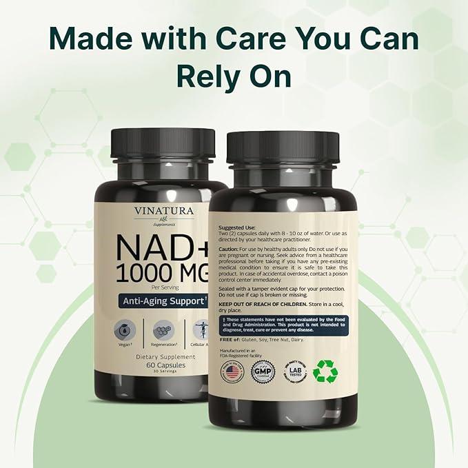 VINATURA NAD Supplement 1000mg - Pure NAD Supplement for Anti-Aging