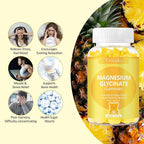 Magnesium Glycinate Gummies 500mg, Sugar-Free for Adults & Kids, Magnesium Gummies for Sleep, Stress & Muscle Relief, Supports Bone & Nerve Health, Vegan, Pectin-Based, 60 Count, Pineapple Flavor