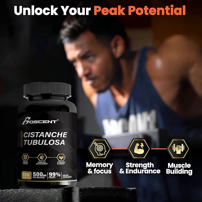 Premium Cistanche Tubulosa Extract 500mg (120 Capsules) - 50% Echinacosides,10% Acteosides - Natural Nootropic for Stamina, Immunity and Memory - No Fillers, Hormone Balance - Strength Booster for Men