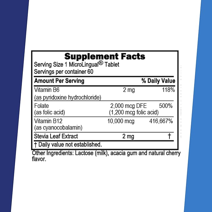 Superior Source No Shot Vitamin B-12 Cyanocobalamin 10000 mcg, B-6, Folic Acid 1200 mcg - Support Brain & Heart Health - Aids Natural Energy Levels - 60 Sublingual Dissolving Tablets
