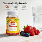 Liquid-Filled B Complex Gummies for Daily Routine, Juicy Berry Flavor, Complete B Vitamins with Vitamin C, CoQ10 & Inositol, Easy to Enjoy, 60 Gummies x 2 (120 Total)