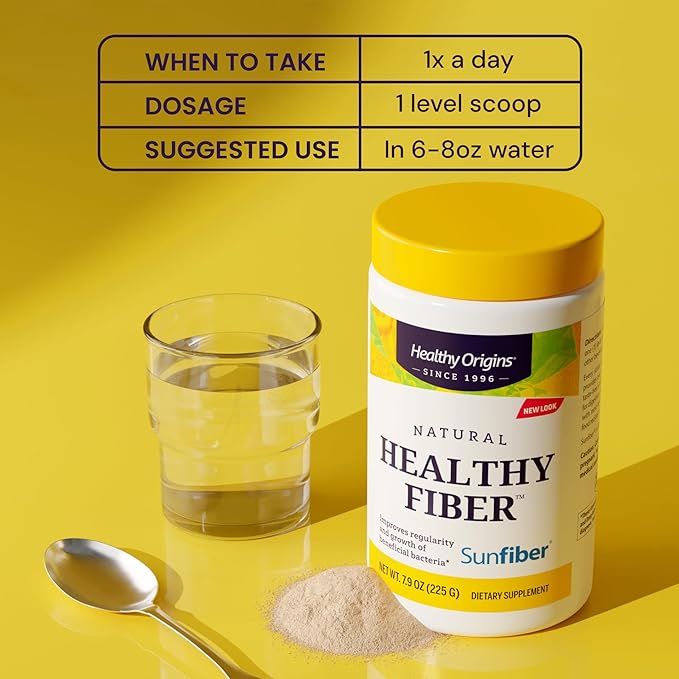 Healthy Origins Healthy Fiber Powder 7.9 oz (225g) - Featuring Sunfiber Partially Hydrolyzed Guar Gum (PHGG) - Supports Digestive Regularity, Intestinal Health & Prebiotic Care