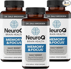 NeuroQ Memory & Focus - Boosts Cognitive Performance & Brain Function - Neuroprotective Formula by Dr. Dale Bredesen - Gotu Kola Ginkgo Phosphatidylserine & Propolis - 60 Capsules (Pack of 3)
