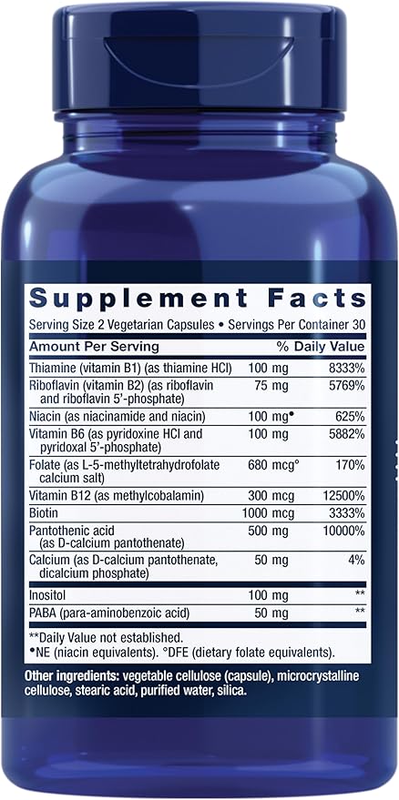 Life Extension BioActive Complete B-Complex, Heart, Brain and Nerve Support, Healthy Energy, Metabolism, Complete B Complex, 60 Vegetarian Capsules