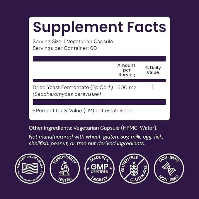 Healthy Origins EpiCor 500 mg, 60 Veggie Capsules - Featuring Clinically Studied Dried Yeast Fermentate - Supports Immune Function, Seasonal Wellness & Healthy Respiratory Health - 2 Month Supply