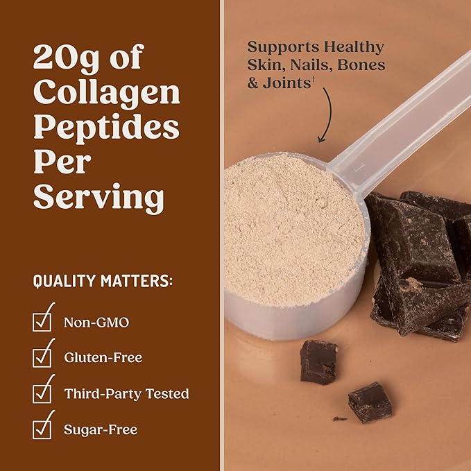 Bulletproof Chocolate Collagen Protein Powder with MCT Oil, 19g Protein, 17.6 Oz, Collagen Peptides and Amino Acids for Healthy Skin, Bones and Joints