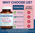 Cranberry Pills for Women with D-Mannose - D Mannose Supplements for Women + Cranberry Supplement - Daily Urinary Support, Bladder Comfort & pH Balance - 120 Veggie Capsules