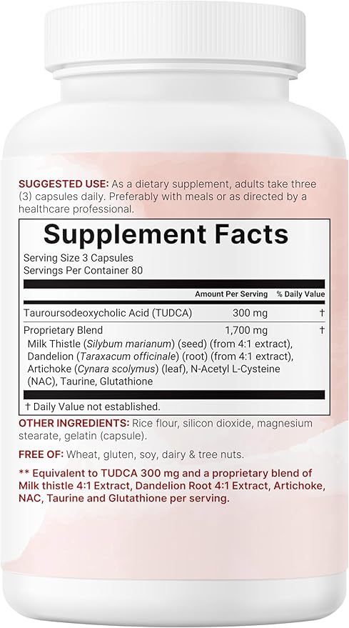 Micro Ingredients TUDCA Bile Salts 2,000mg Supplement, 240 Capsules | 7-in-1 Complex with NAC, Milk Thistle, Glutathione, Dandelion & Artichoke | Extra Strength Tauroursodeoxycholic Acid | Non-GMO