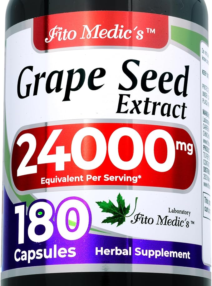 FITO MEDIC'S Lab | Grape Seed Extract | Grape Seed | 180 Capsules |Ultra high Absorption.