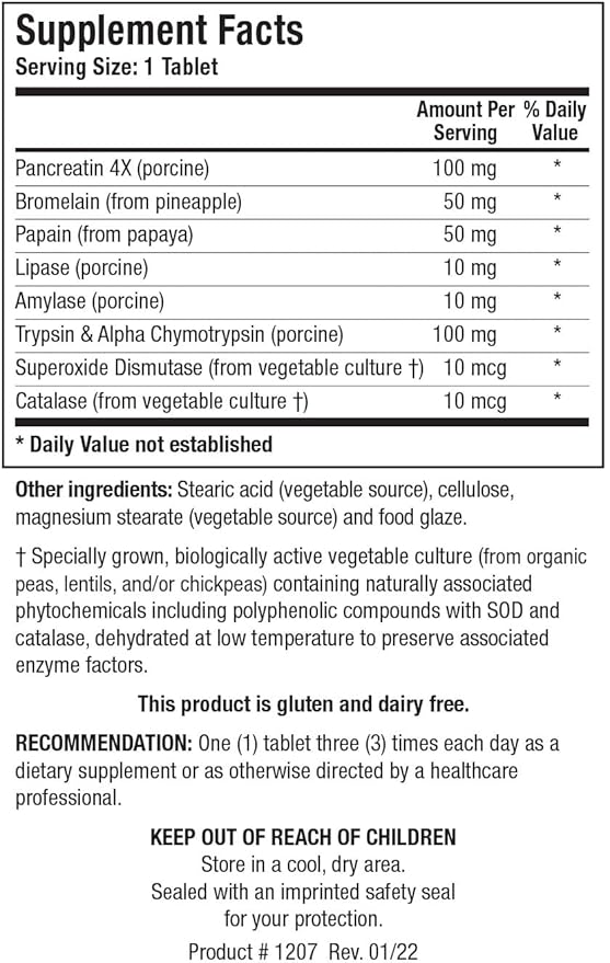 Biotics Research Intenzyme Forte™ Proteolytic Pancreatic Enzymes, Pancreatin, Bromelain, Papain, Lipase, Amylase–Supplement Supports Healthy Protein Digestion–Immune & Circulatory Function 50 Tablets