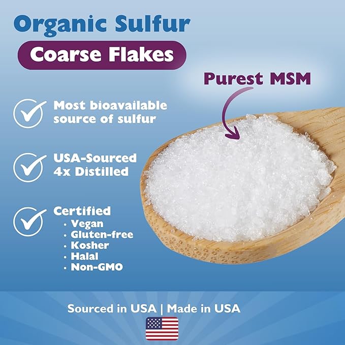 KALA HEALTH MSMPure Coarse MSM Powder Flakes – US-Made MSM for Joint Health, Skin Appearance, and Hair & Nail Support – 1 lb, Organic Sulfur