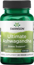 Swanson Ultimate Ashwagandha KSM-66 - Herbal Supplement Supporting Healthy Stress Levels & Relaxation - Natural Formula to Promote a Calm & Relaxed Mindset - (60 Veggie Capsules, 250mg Each)