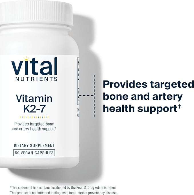 Vital Nutrients Vitamin K2-7 - Promotes Cardiovascular, Heart, Bone Health* - Vitamin K2 + MK7 - Vegan Supplement - Gluten, Dairy, Soy Free - Non-GMO - 60 Capsules