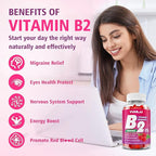 Vitamin B2 Gummies 400mg | Riboflavin Supplement with Magnesium for Kids & Adults, B2 Gummies for Migraine Relief, Nervous System & Skin Health, Vegan, Sugar-Free, Raspberry Flavor, 60 Count