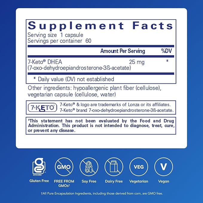 Pure Encapsulations 7-Keto DHEA 25 mg | Unique DHEA Metabolite Supplement to Support Thermogenesis* | 60 Capsules