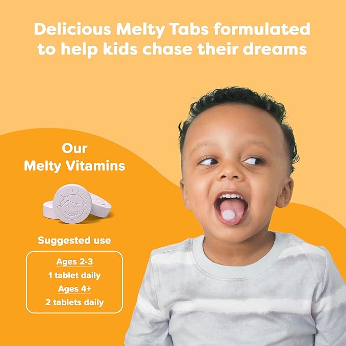 Renzo's Invincible Kids Vitamin C with Elderberry Vitamin C and Zinc, Dissolvable Kids Vitamins for Immune Support, Sugar-Free Melty Tabs, Orange Flavor, 60-Count (1-2 Month Supply)