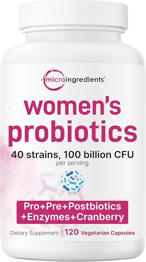 Micro Ingredients Myo-Inositol with D-Chiro Inositol Powder & Women’s Probiotics 100 Billion CFU Veggie Capsules | 2 Pack Bundle | 40:1 Ideal Ratio | 40 Strains + Cranberry & D-Mannose