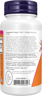 NOW Foods Supplements, Vitamin E-400 IU Mixed Tocopherols, Antioxidant Protection*, 100 Softgels