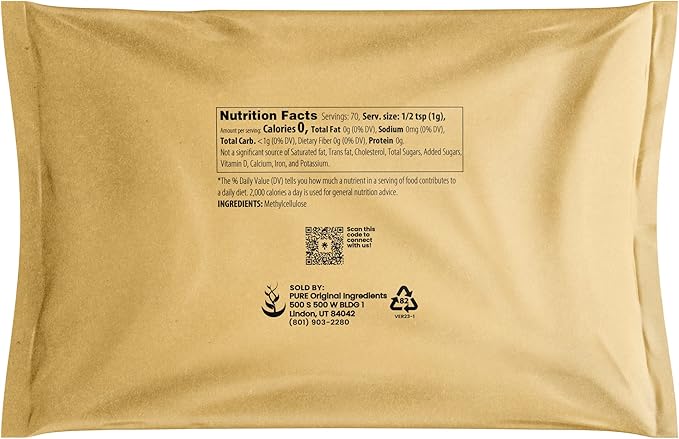 PURE ORIGINAL INGREDIENTS Methylcellulose & Sodium Citrate Bundle, Various Sizes, Emulsifiers, Food Grade