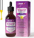 duwhot Women Methylated B-Complex Liquid Drops, Active B Vitamins B1 B2 B6 B9 (5-MTHF) & B12 1000 mcg, Vitamin C, Magnesium, Inositol, Choline & Herbal Blend for Energy, Stress Support, 2 Fl Oz