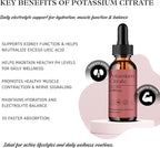 DLS Potassium Citrate Liquid & Potassium Supplement Drops 1000mg – High Absorption Electrolyte & Kidney Support – Uric Acid Balance, Muscle & Nerve Function – Non-GMO, Vegan, Sugar Free 60ml 2 fl oz
