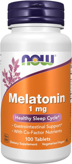NOW Foods Supplements, Melatonin 1 mg, with Co-Factor Nutrients, Healthy Sleep Cycle*, 100 Tablets