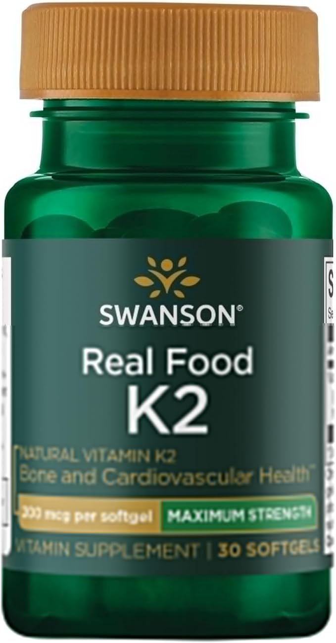 Swanson Maximum Strength Vitamin K2 (MK-7) Bone and Heart Health Supplement for Adults Over 50 Seeking Calcium Regulation - 200 mcg from Japanese Natto (30 Softgels)