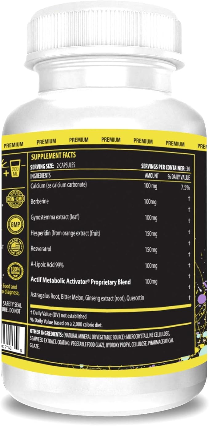 Actif AMPK Advanced Metabolic Activator with 10 Factors, Non-GMO, With Energy Support, 60 Capsules, Made in USA