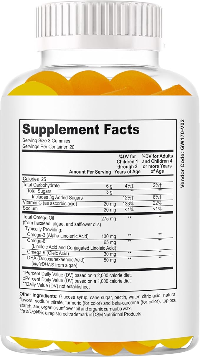 B.First Focus Gummies for Kids & Teens | Kids Focus and Attention Supplements with Omega 3 DHA – Memory Vitamins for Concentration, Mental Clarity & Cognitive Support-60ct