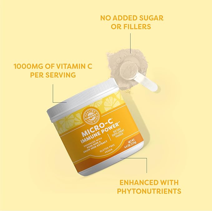 Vimergy Micro-C® Immune Power™* - Travel Size, 34 2000mg Servings – Gentle Form – Antioxidant Phytonutrients – Immune & Nerve Support – Benefits Bone & Cartilage – Gluten-Free, Kosher, Vegan (125g)