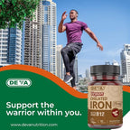Deva Nutrition Vegan Chelated Iron 29 mg Fortified with B-12 - High Potency, Easy to Swallow - 90 Tablets, 1-Pack