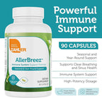 Zahler AllerBreez Immune System Support Formula with Vitamin C, Quercetin, Vitamin B5, MSM & Stinging Nettle - Seasonal & Year-Round Immune Support Supplement, Dhist Allergy Supplement (90 Capsules)
