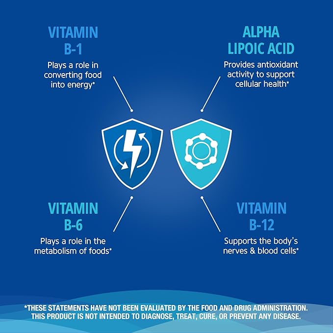 21st Century Nerve Health Tablets (30 Count), Alpha Lipoic Acid 300mg, B1, B6, & B12 Vitamins for Nerve Function Support, Antioxidant ALA Supplement, Gluten Free. Non-GMO, & Vegan