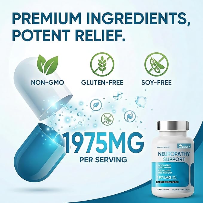 Nerve Savior for Neuropathy, 120 Capsules Neuropathy Nerve Health Supplement with 600MG Alpha Lipoic Acid, Maximum Strength Natural Formula for Discomfort in Feet, Hands, Legs, Back & Neck