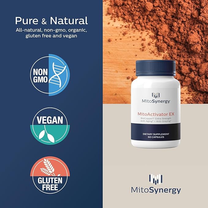 MitoActivator EX - BioCopper1 Cu1 (Cunermuspir) 0.5mg Extra Strength Bioavailable Copper - Mitochondrial NAD+ ATP Booster, Anti-Aging, Anti-Graying, Tick Immune Support