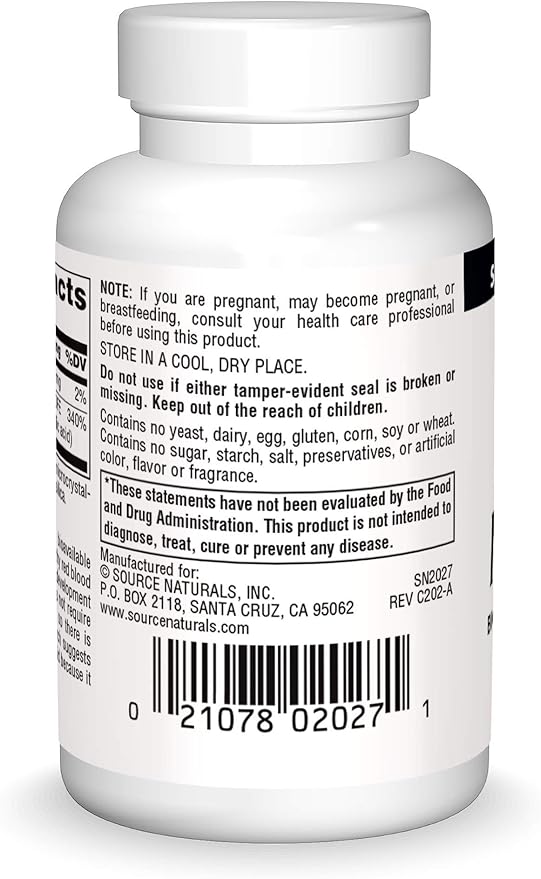 Source Naturals MegaFolinic 800mcg - 60 Tablets