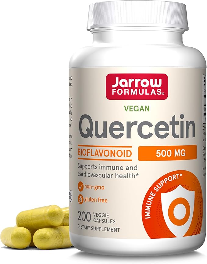 Jarrow Formulas Quercetin 500mg Capsules - 200 Veggie Caps - Supports Antioxidant Status, Cardiovascular Health & Immune Health - 200 Servings