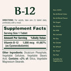 Nature's Bounty Vitamin B12 1000 mcg Supplements, Supports Energy Metabolism, 200 Ct