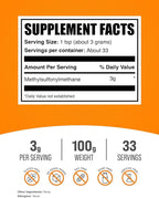BulkSupplements.com MSM Powder - Methylsulfonylmethane, MSM Supplement, Nutritional Supplement - Gluten Free, 3g per Serving, 100g (3.5 oz) (Pack of 1)
