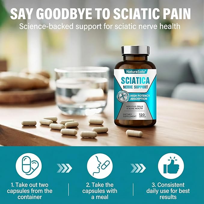 Sciatic Nerve & Discomfort Supplement - Nerve Savior for Neuropathy, 120 Capsules Featuring Alpha Lipoic Acid 300mg & Vitamin B Complex for Targeted Comfort