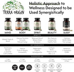 TERRA ORIGIN Healthy Stress Supplement | 60 Capsules | KSM-66 Organic Ashwagandha, L-Theanine, Rhodiola Extract, Astragalus Root and Holy Basil | Stress and Mood Support