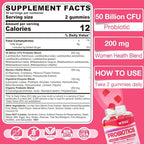 Vaginal Probiotics Gummies for Women PH Balance, Odor Control with Prebiotics, Cranberry, D-Mannose, Promotes Feminine Healthy Vaginal Flora, Urinary Tract, Yeast, Digestive Support, Sugar Free,60Cts