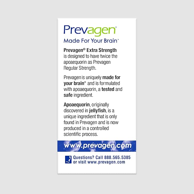 Prevagen Extra Stregnth - 120 Capsules (4 Month Supply) | Formulated for Your Brain | 20mg of Apoaequorin Plus Vitamin D3 with 7-Day Pill Minder