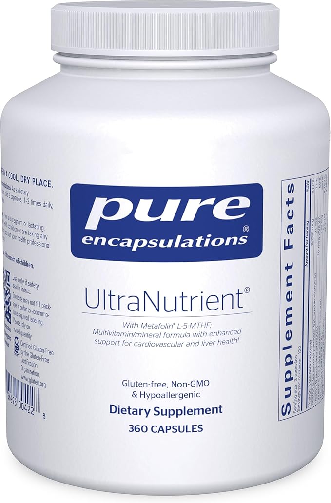 Pure Encapsulations UltraNutrient - Minerals & Multivitamins - Supports Liver & Heart Health* - Supplement for Antioxidants - with Vitamin C, CoQ10 - Non-GMO * Gluten-Free - 360 Capsules