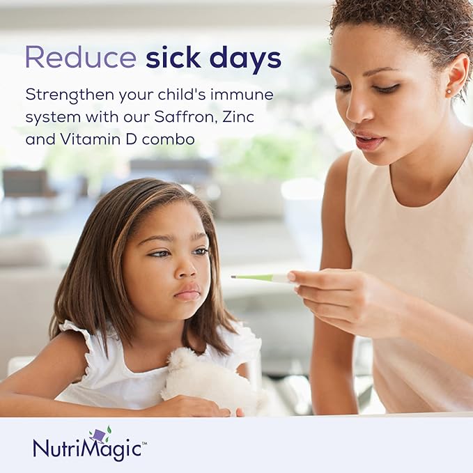 NutriMagic Kids Brain Booster+ 30mg Saffron Extract Focus Gummies & Multivitamin Supplement for Attention, Memory, Kids Brain Health Support Vitamin D3, B6, B12, Zinc - 2Pack, 60x Servings