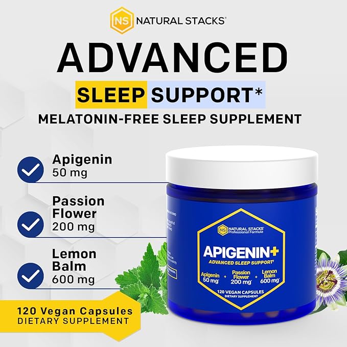NATURAL STACKS Apigenin for Sleep + Magtech Magnesium Supplement Bundle - Supports Sleep & Brain Health* - 300 Total Capsules