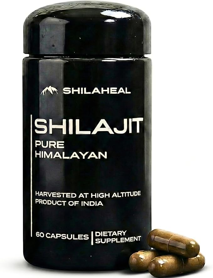 Natural Himalayan Shilajit Capsules - High Fulvic Acid & 85+ Trace Minerals, Lab-Tested for Purity, Natural Supplement for Immune Support & Cognitive Health, 60 Vegan Capsules