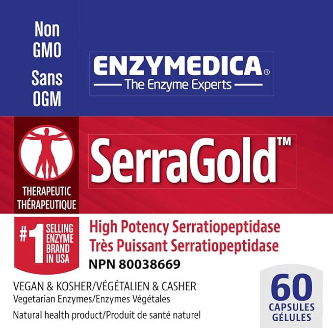 Enzymedica, SerraGold, High-Potency Serrapeptase Enzyme Supplement, Supports Respiratory, Heart & Immune Function, 60 Count