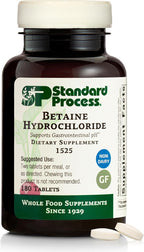 Standard Process Betaine Hydrochloride - Supplement for Gastrointestinal pH Support - Supports Digestive Health & Iron Absorption - Gluten-Free, Non-Dairy & Non-Soy - 180 Tablets (90 Servings)